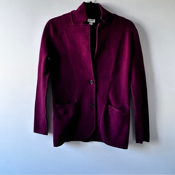 J.Crew Women's Size XS Sweater Blazer Red Wine Business Casual Closet Staple - Picture 2 of 13